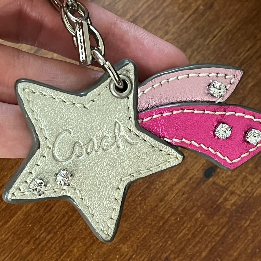 Coach Y2K Shooting Star Bag Charm - Pink and Silver